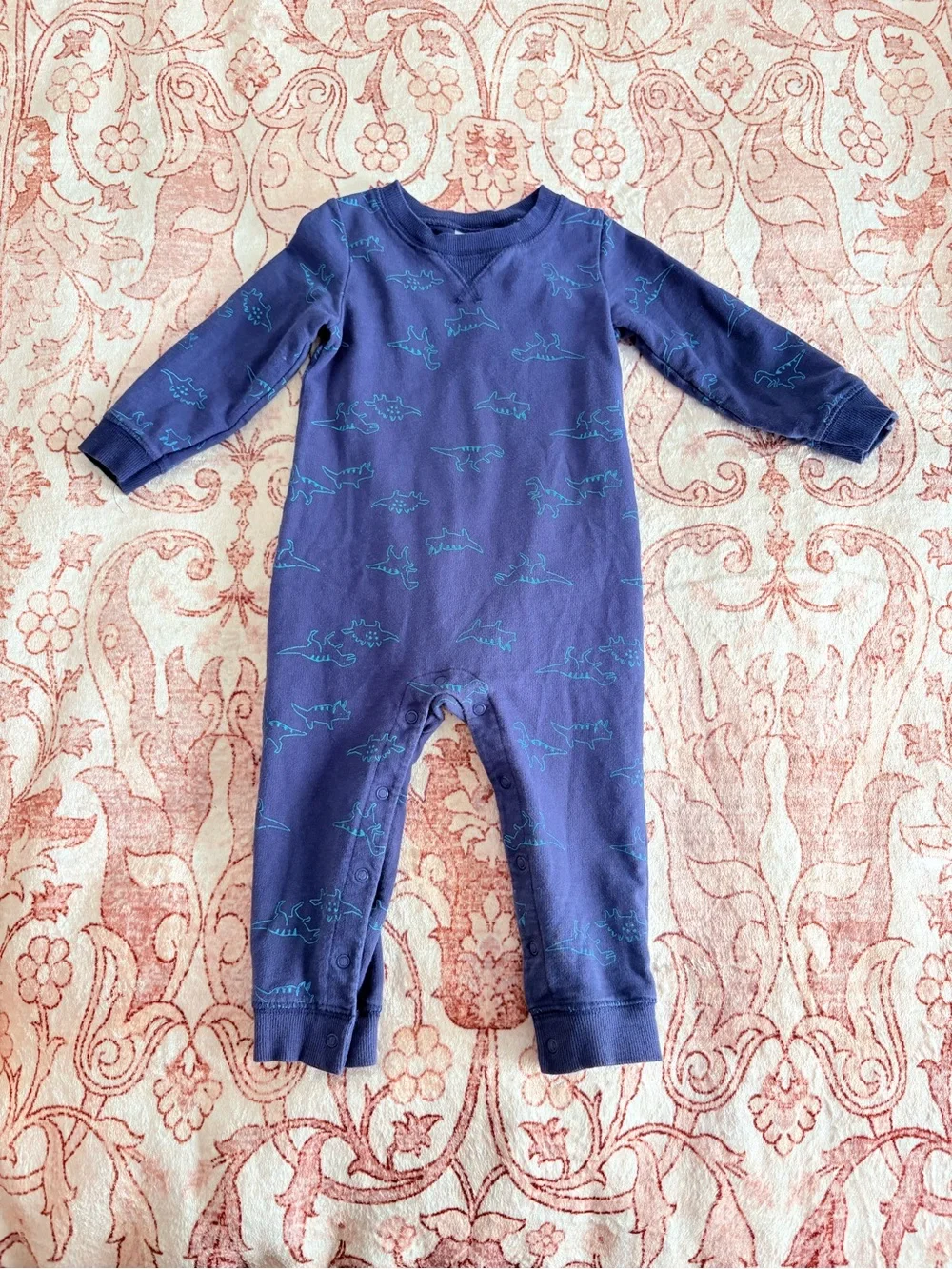 Carter's Navy One-Piece Bodysuit with Teal Dinosaur Print